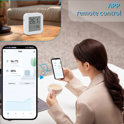 Tuya Humidity Temperature Sensor LCD Screen Bluetooth-Compatible APP Remote Controlled  Monitor for Home Environment Smart Life