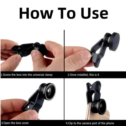 3 in 1 Lens Magnifying Glass 0.67X Wide Angle Fisheye Phone Lens Micro Camera Len Universal Kit With Phone Clip For Smartphones