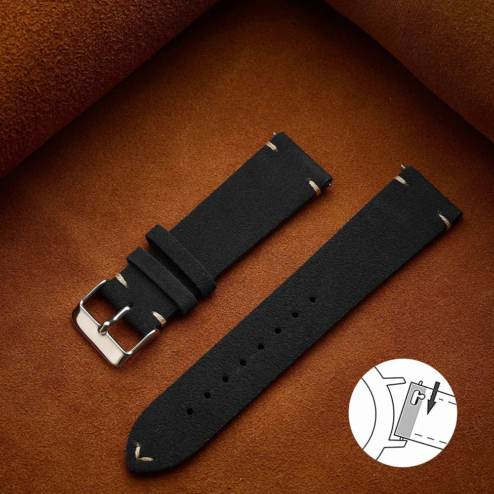 Wristband 20mm 22mm 4mm 16mm 18mm Quick Release Soft Suede Strap Brown Watch Bands Calfskin Bracelet Women&Men Accessories