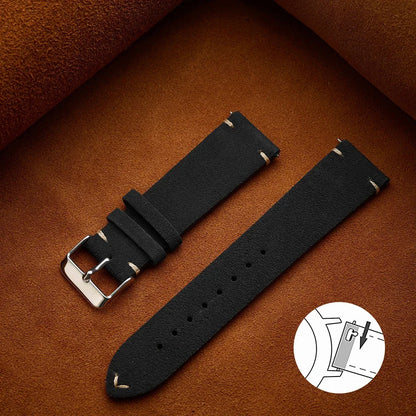 Wristband 20mm 22mm 4mm 16mm 18mm Quick Release Soft Suede Strap Brown Watch Bands Calfskin Bracelet Women&Men Accessories