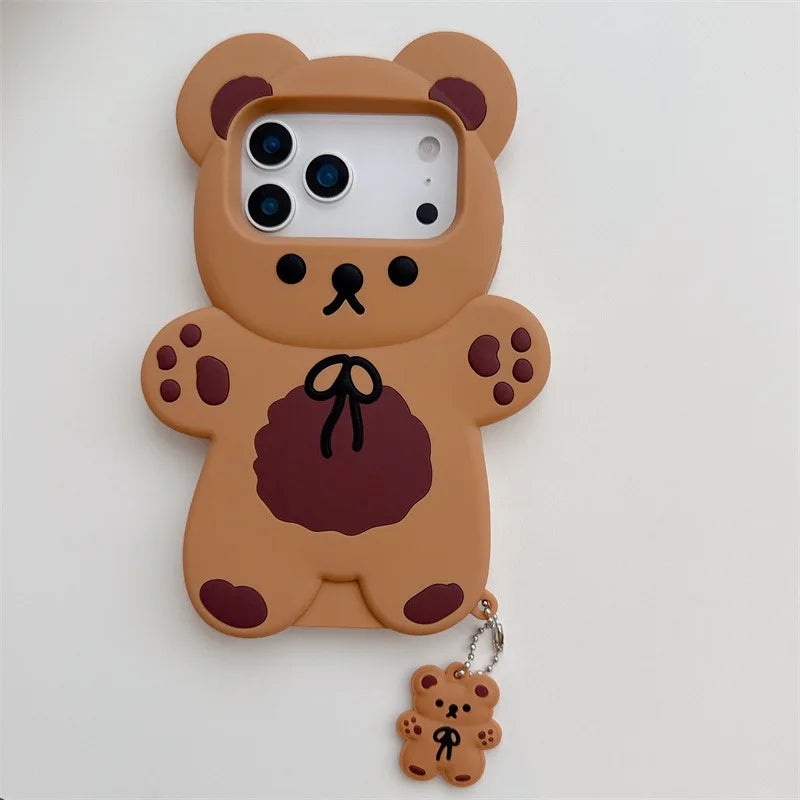 3D Cartoon Bear Soft Silicone Phone Case For iPhone