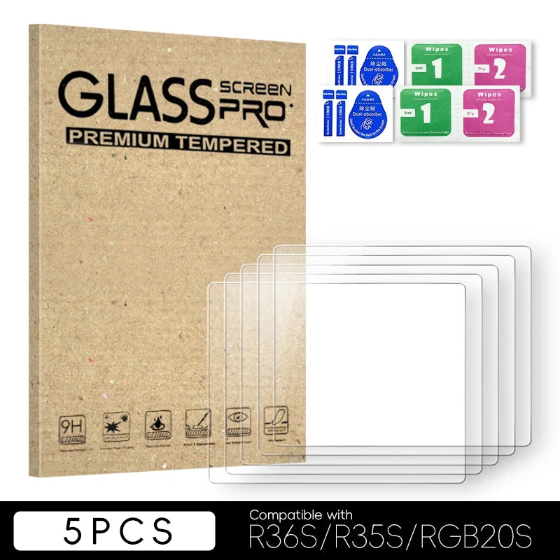 Data Frog 2/3/5/10/15pcs Tempered Glass Film For R36S 3.5 Inch Game Console Screen Protector Cover Film For R35S Game Handheld