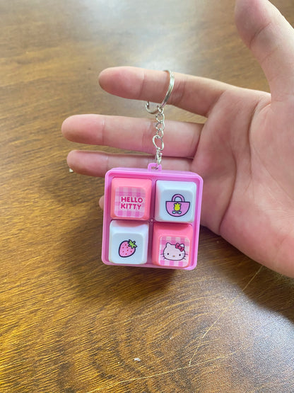 Sanrio Hello Kitty Voice Button Keyring Kt Cat Keycap Stress Relief Toy Cute Keyboard Button Squishy Desk Decor Birthday Gifts