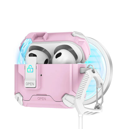 Safety Lock with Magnetic Closure Earphone Case for Airpods Pro 3 & Airpods 1/2/3/4/Pro Elastic Cover Use As Mobile Phone Holder