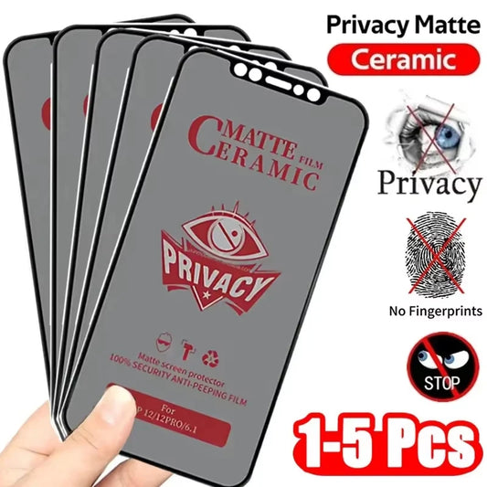 1-5PCS Matte Privacy Screen Protectors For iPhone 17 16 15 Pro Max 14 13 12 11 17Air X XR XS 7 8 Plus SE Anti Spy Ceramic Film