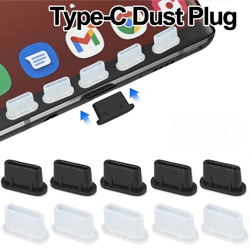 10Pcs Type-C Dust Plug USB Charging Port Protector Silicone Anti-dust Plug Cover Cap for Samsung Huawei Xiaomi Phone Dustplug