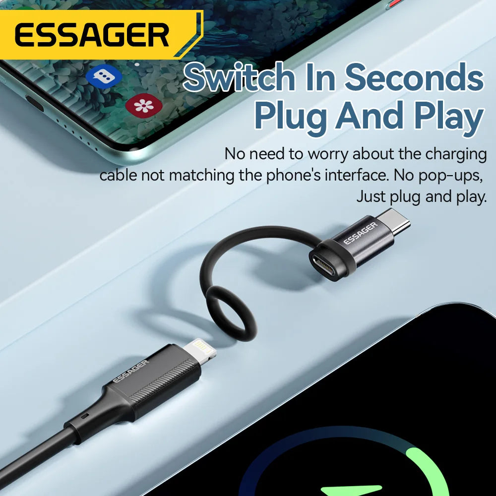 Essager Lighting To Type C Adapter 3A Fast Charging IOS Female to Type-C Male Connector For IPhone 15 14 13 Pro IPad Converter