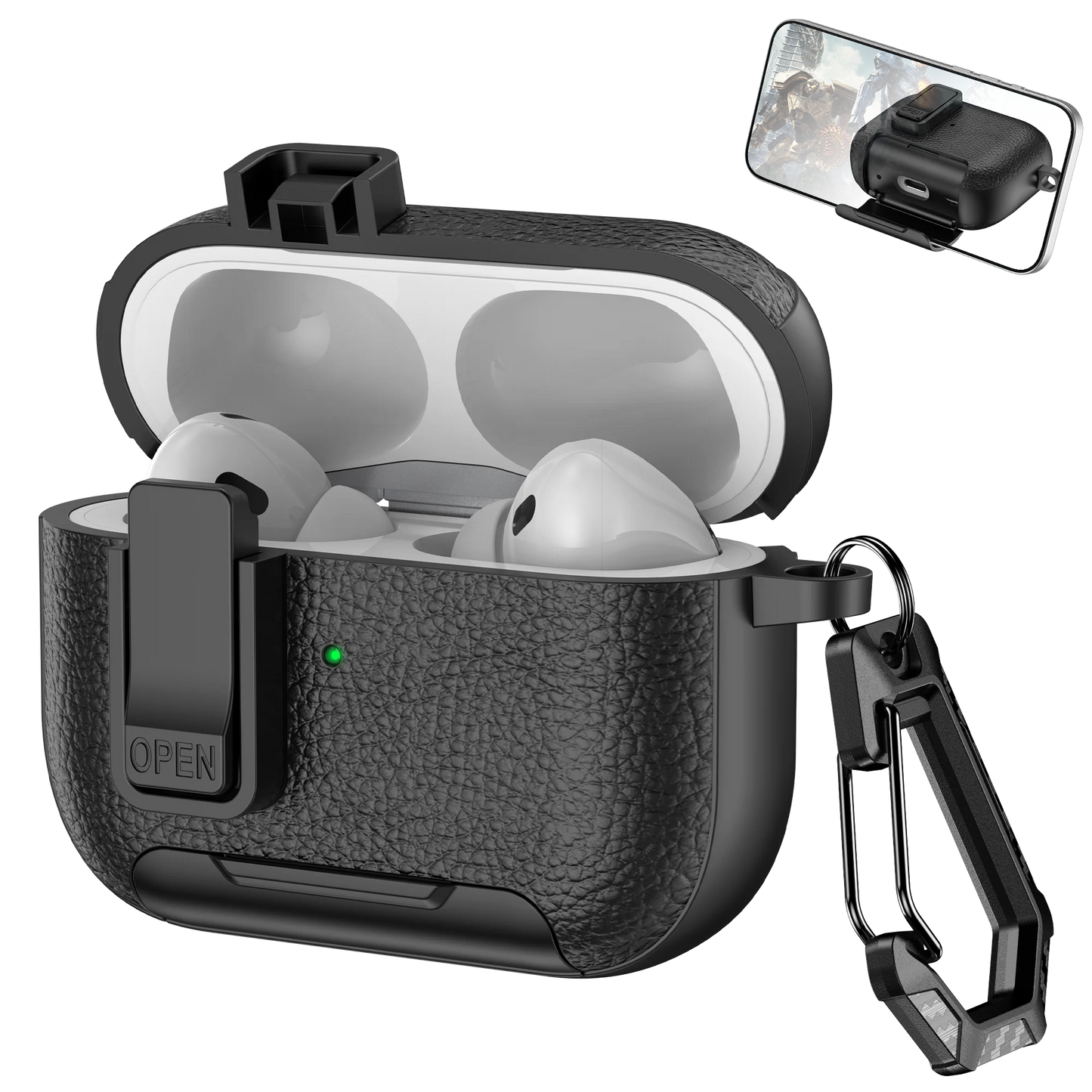 Phone Holder cortex Case For AirPods Pro 3  Bluetooth headset Cover For AirPods Pro 2 or AirPods 1 2 3 4 Pro Case With Hook