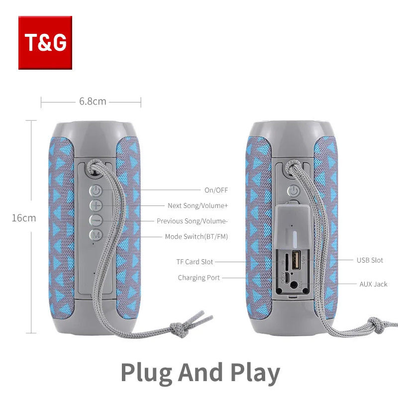Bluetooth Speaker T&G TG117 Portable TWS Sound Box Waterproof Loudspeaker Outdoor Stereo Surround Speakers Support TF FM Radio