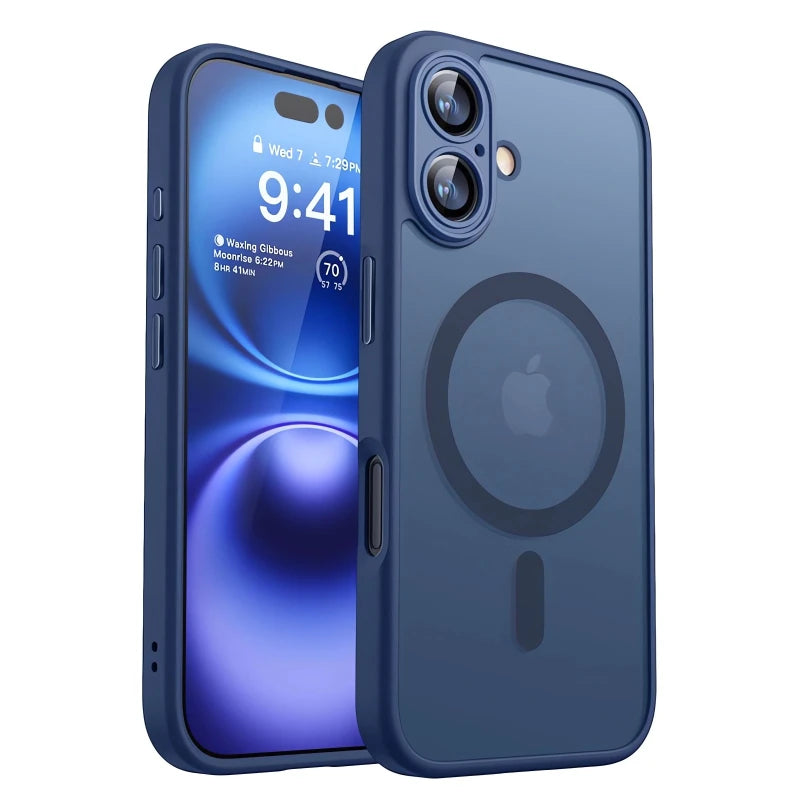 Magnetic Luxury Armor Shockproof Case For iPhone 17 Air 16 15 14 13 12 11Pro Max Magsafe Wireless Charge Matte Translucent Cover