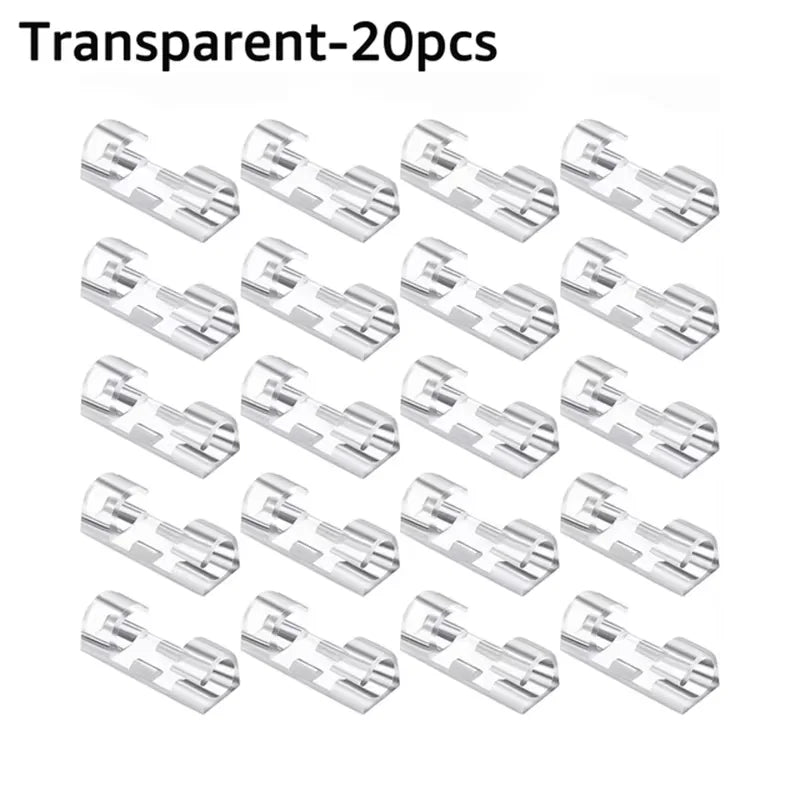 20PCS Cable Organizer Clips Cable Management Desktop Workstation ABS Wire Manager Cord Holder Charging Data Line Bobbin Winder