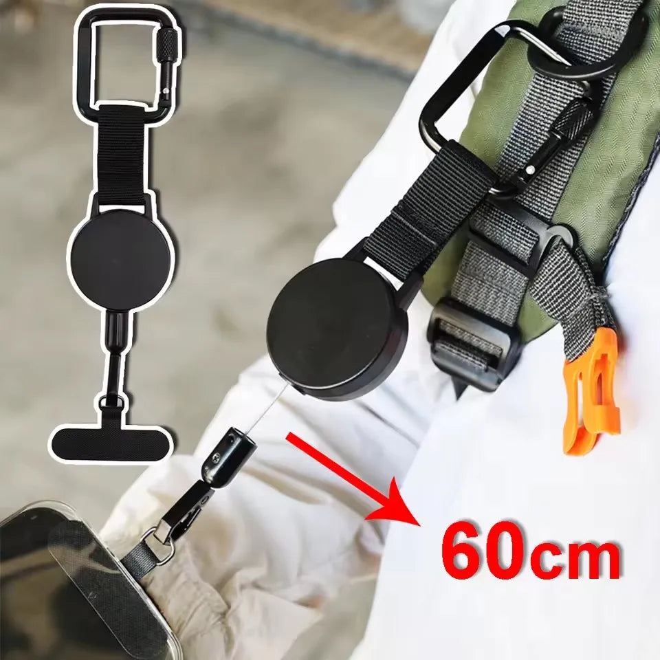 Retractable Anti-Theft Phone Holder Smartphone Xyun Lanyard Stra with Carabiner Anti-Drop Harness for Hiking Cycling Climbing
