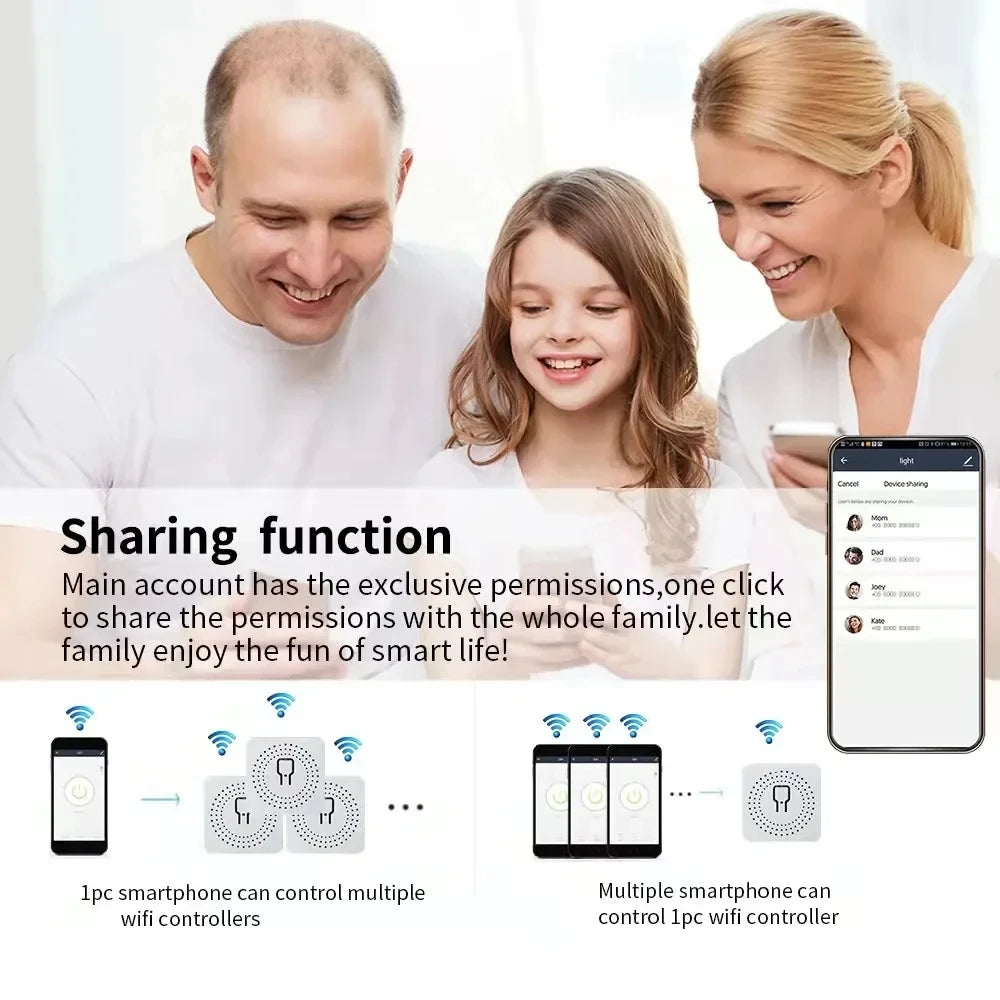 16A Wifi Smart Switch Smart Home Light Switches Module 2 Way Control Work with Tuya Smart Life Alexa Google Home Switch