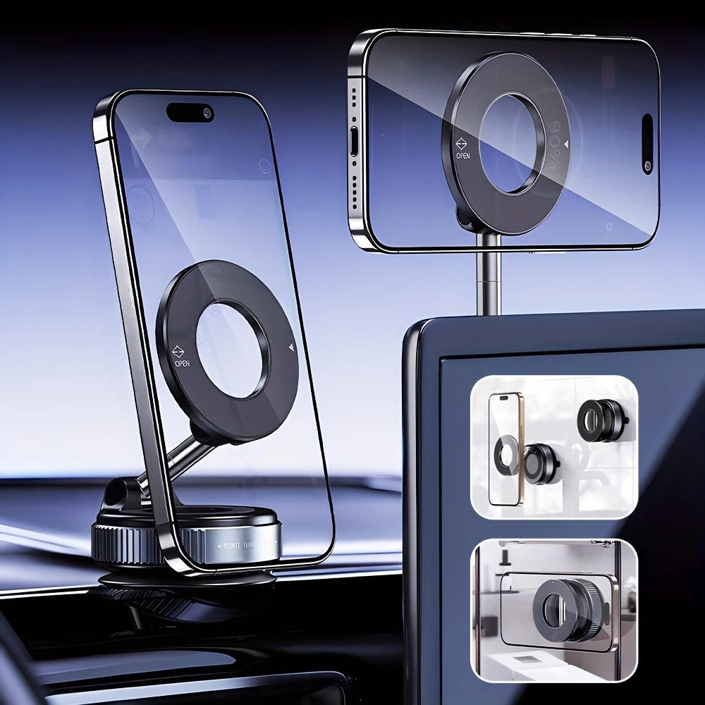 Strong Magnetic Car Phone Holder Foldable Design 360° Adjustable Vacuum Mount for Car/Desk/Bathroom/Universal Car Phone Holder
