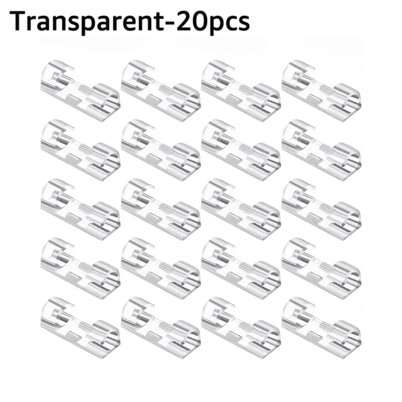 20PCS Cable Organizer Clips Cable Management Desktop Workstation ABS Wire Manager Cord Holder Charging Data Line Bobbin Winder