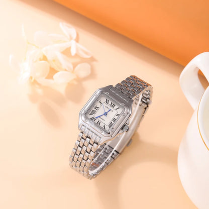 Luxury Women's Quartz Watch Fashion Leisure Diamond Simple Gold Silvery Steel Strip Wristwatch for Ladies Gift Clock