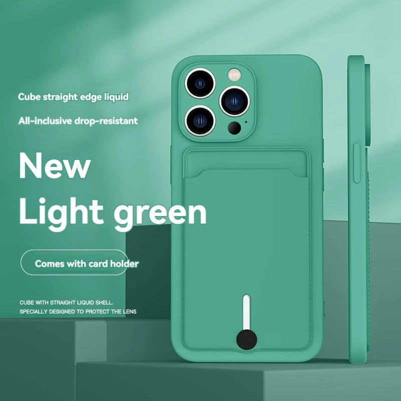 mobile phone case card slot  for iphone 16 15 14 13 12 11 pro max mini plus silicone  soft tpu Credit card  bag cover case