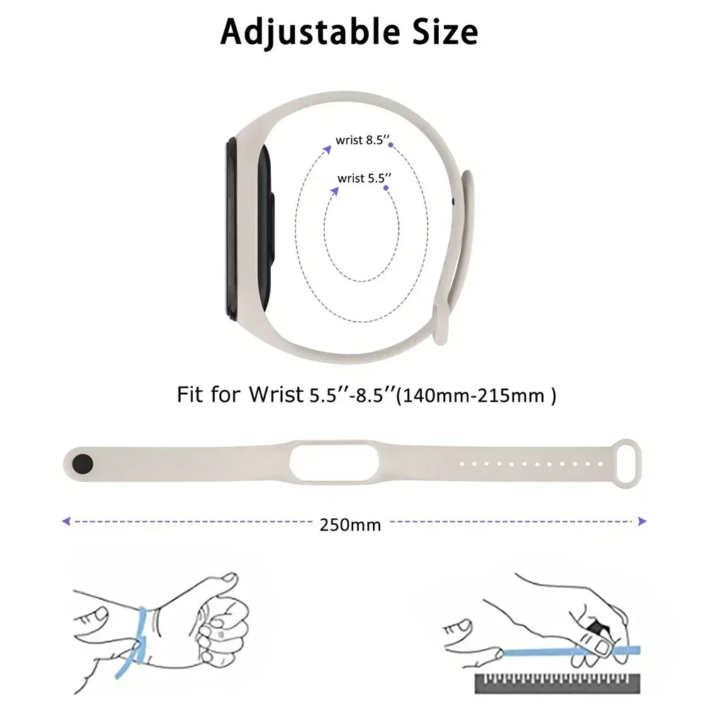 Watch Strap For Xiaomi Mi Band 7 6 5 4 3 Wristband Silicone Bracelet Wrist Straps MiBand 3/4 band5 band6 Smartwatch Accessories