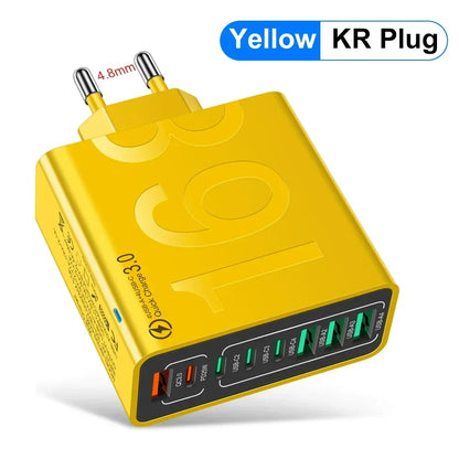 Total 150W 8 Ports USB C Charger Fast Charging PD  Mobile Phone Quick Charger 3.0 Wall Adapter For iPhone Samsung Xiaomi Huawei