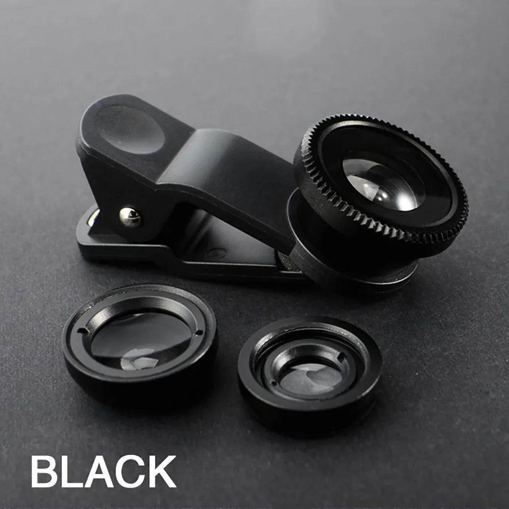 Universal 3 in 1 Fish Eye Lens Wide Angle Micro Phone Fisheye Lens Zoom Camera Kits With Phone Clips For iPhone Samsung Xiaomi
