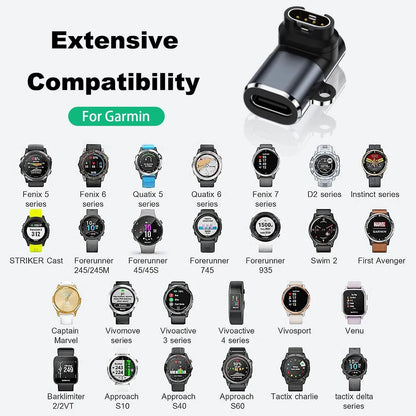Type C/Micro/IOS USB to 4pin Charger Adapter Connector for Garmin Fenix 7/6/5/7X/6X/5X/ Venu 2 plus Watch Charging Converter
