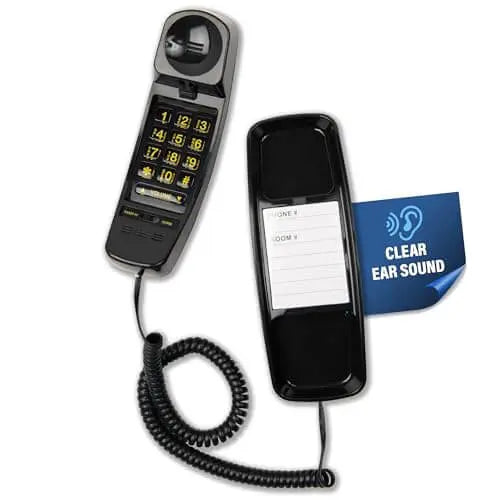 Med-Pat T-4 Trimline Telephone — Corded Amplified Phone, Wall-Mountable & Hearing Aid Compatible for Seniors