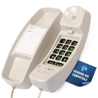 Med-Pat T1C Sleek Trimline Corded Telephone – Dove Gray | Wall-Mountable, Hearing Aid Compatible, Ring/In-Use Light